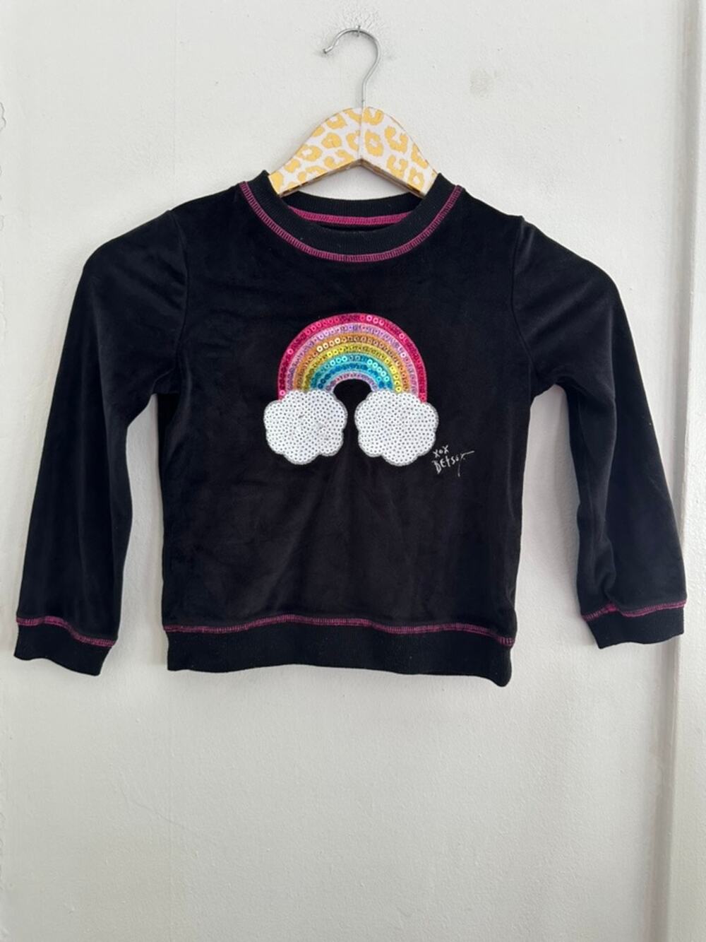 BETSEY JOHNSON Girls Black Rainbow Sweatshirt | Size 6
